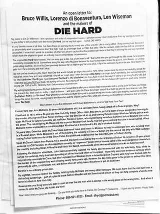Illustration for article titled Somebody took out a full-page ad in The Hollywood Reporter to pitch a Die Hard sequel